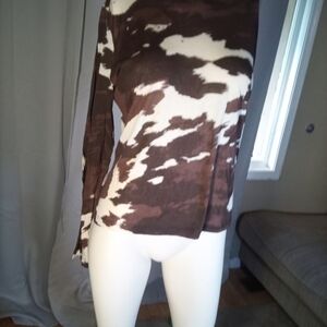 BDG Brown and White Cow Print Women's Top